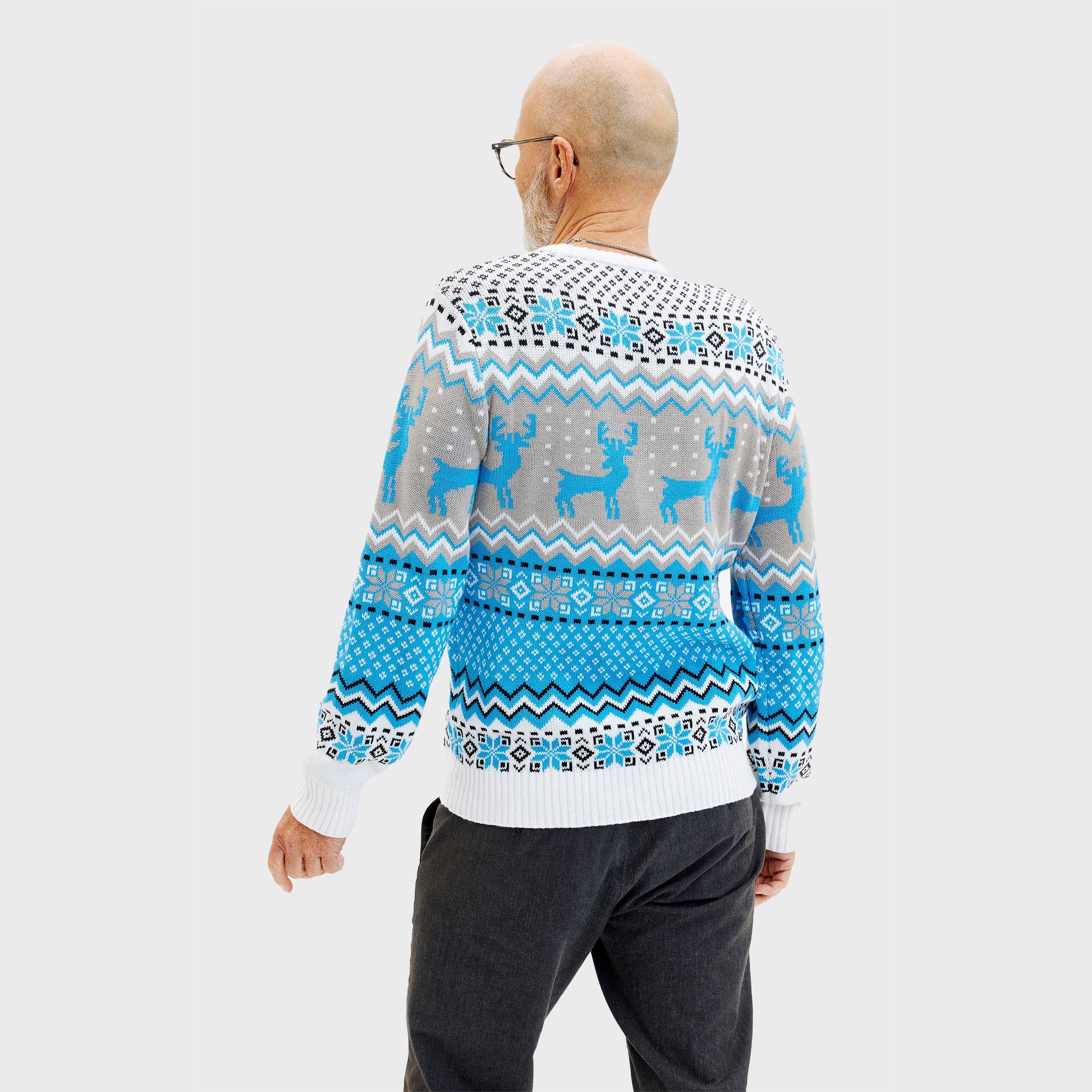 Traditional Blue Christmas Sweater β Men